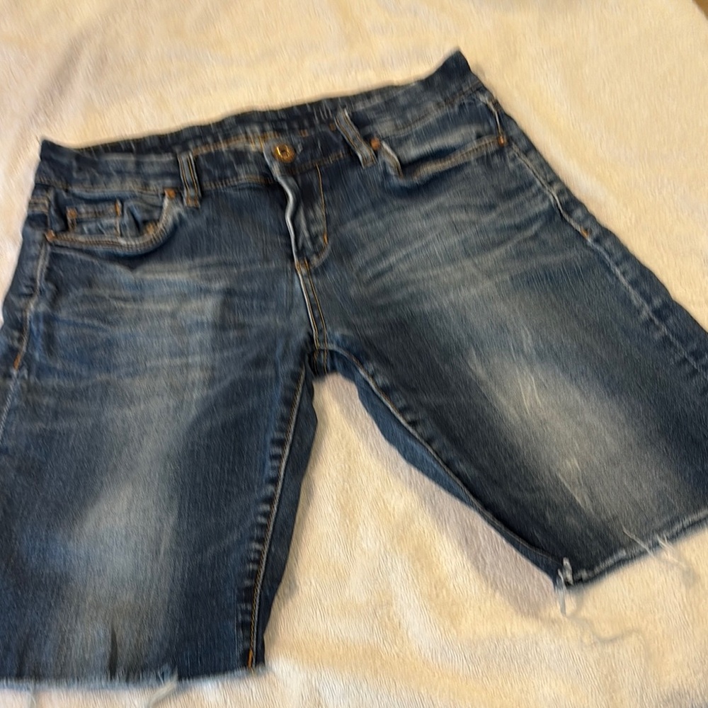 Blank NYC Blue Jean Shorts with Raw Hem
